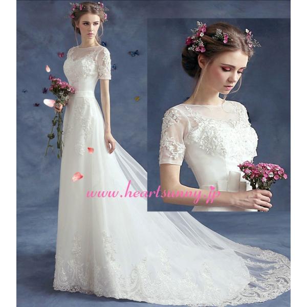 レース装飾 ウェディングドレス 楽天市場】ウェディングドレス Aライン☆A036☆花柄レース 透明