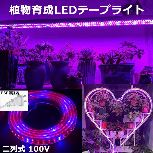 植物育成ライト LEDテープライト 50cm 二列式 植物育成LED pse認証 観葉植物育成ライト トフルスペクトル 180smd/1m   赤と青  室内栽培ライト
