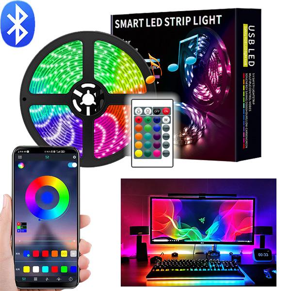 BANNAI ledテープライト テープライト RGB USB 間接照明 3m/5m セット 大粒LED ライトテープ 音楽連動 APP連動 1600万色  調光可能  簡単設置 防水 切断可能 CC1