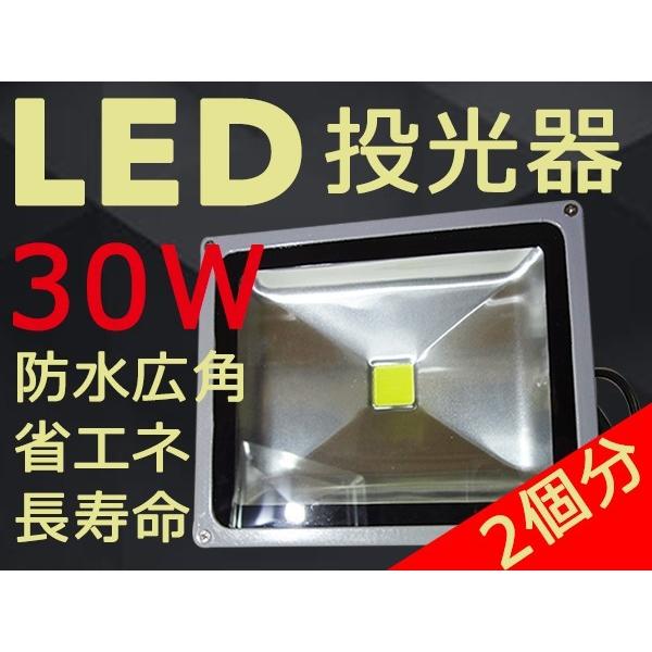 【PSE適合品】LED投光器 30W ホワイト(6000K-6500k)  1.5M 配線 防水 長寿命 看板灯 集魚灯 作業灯に/家庭用コンセントでOK 2個分