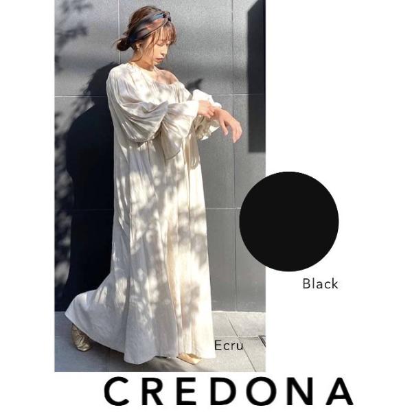 Ungrid CREDONA / クレドナ リネン混ギャザーロングワンピース