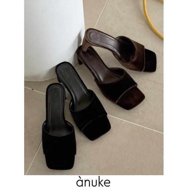 anuke（アンヌーク） Squaretoe Velour Mule☆ 26秋冬予約 62611027