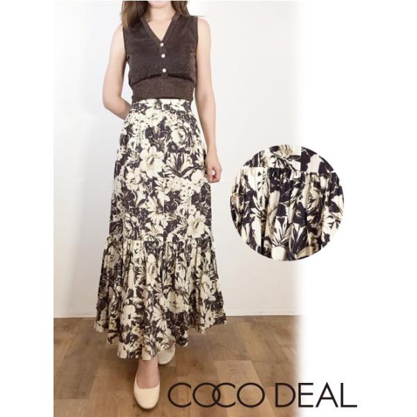 【popo】【ペプラム風♡ミディ丈お稽古用スカート】 ココディール（COCO DEAL） (セール30%OFF&PT5) 水彩フラワーペプラム