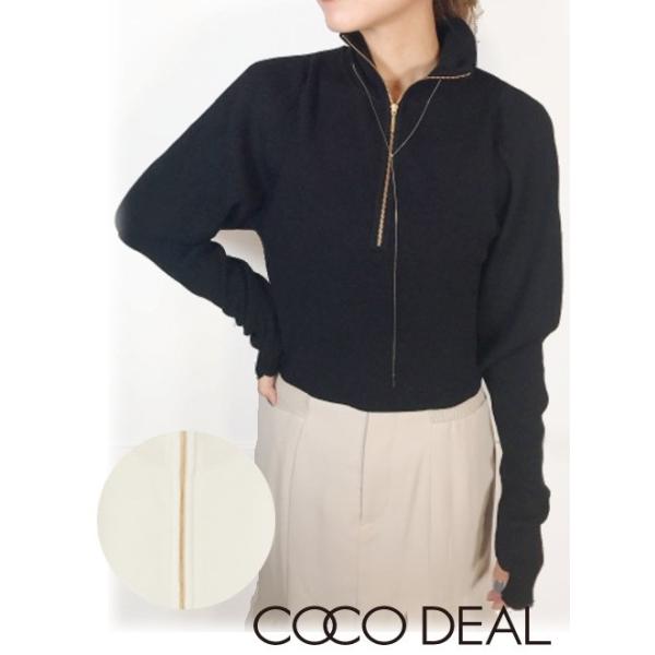 ★新品未使用★COCO DEAL シアースリーブハーフZIPニット hearty-select_73631251