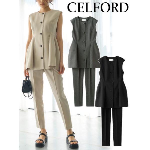美品♡CELFORD / ペプラムセットアップ CELFORD / セルフォード タックデザインペプラムセットアップ 24