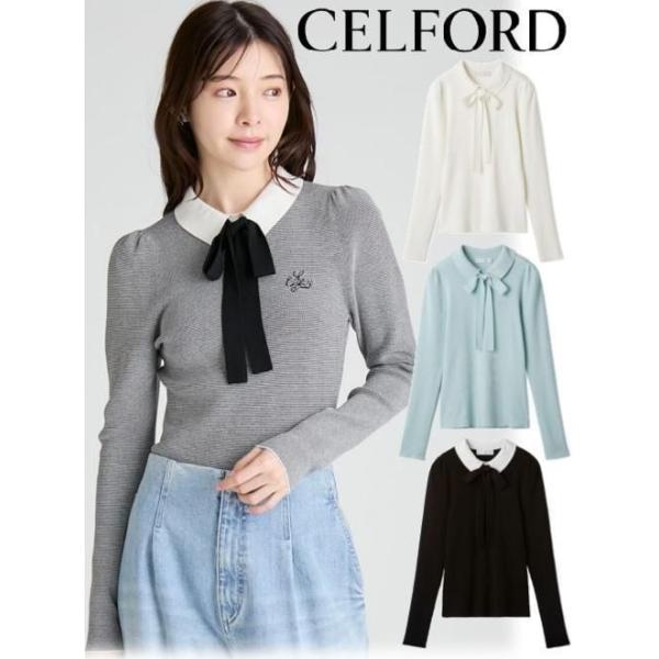 CELFORD（セルフォード） (10%OFF&PT5倍) ボウタイリボン衿付きニット