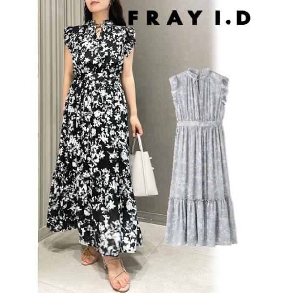 【美品】FRAY I.D フレイアイディ サテン楊柳フレアワンピース GRY 0 美品】FRAY I.D フレイアイディ サテン楊柳フレアワンピース GRY
