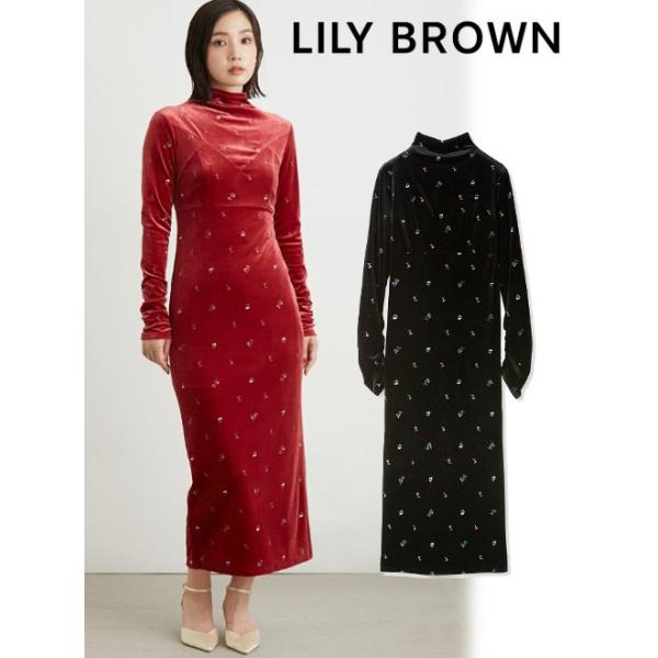 C01402 リリーブラウンLily Brown エンブロイダリーワンピース LILY BROWN（リリーブラウン）の「エンブロイダリーレイヤード