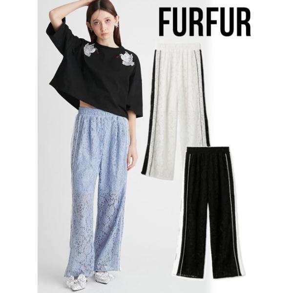 FURFUR レースラインパンツ ブラック FOREVER21 パンツ 「2025SS」レースラインナイロンパンツ