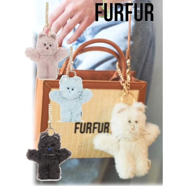 FURFUR キャットマスコットチャーム チャコールグレー FURFUR (12%OFF) /ファーファーキャットマスコットチャーム