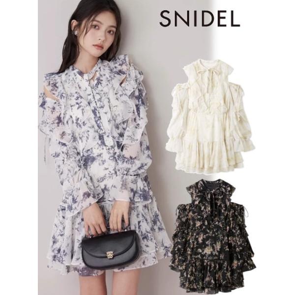 【美品】SNIDEL Sustainable プリントフリルミニワンピース Sustainableプリントフリルミニワンピース(ミニワンピース