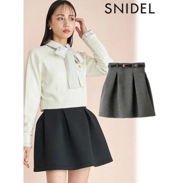 【25SS✨新品未使用タグ付き】SNIDEL ベルト付きミドルスカート　ドット柄 SNIDEL (セール60%OFF&PT5) snidel / スナイデル ベルテッド