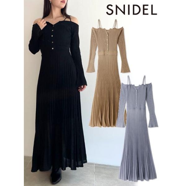 SNIDEL ワンピース SNIDEL ワンピース レースアップバイカラーニットワンピース
