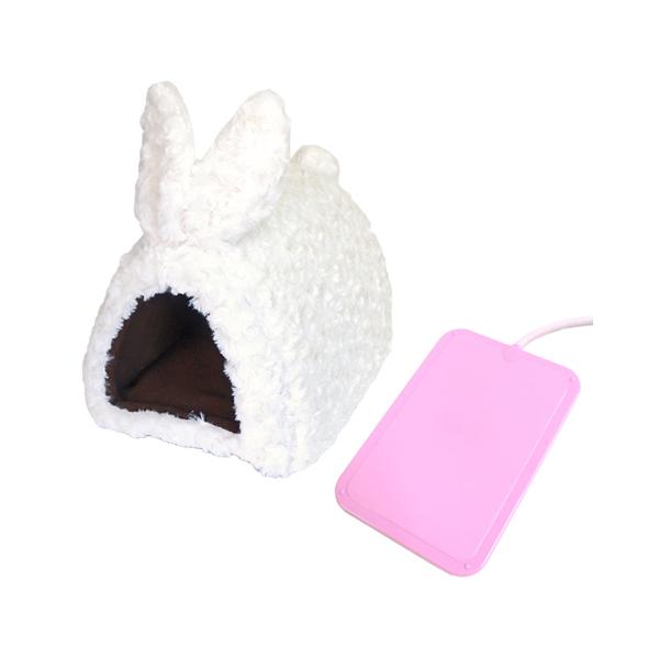 うさぎ、モルモット、フェレットなど用メーカー：マルカン【ほっとうさ暖 うさふわハウス】サイズ：約幅220×奥行300×高さ220mm■規格:【材質】本体：ポリエステル マット中綿(蓄熱保温綿)：ポリエステル 中材：ウレタンフォーム ヒモ：ナ...