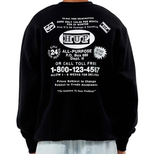 HUF 新品未使用　AS SEEN ON TV CREWNECK HUF S HUF（ハフ） HUF As Seen On TV Crewneck Sweatshirt Black M