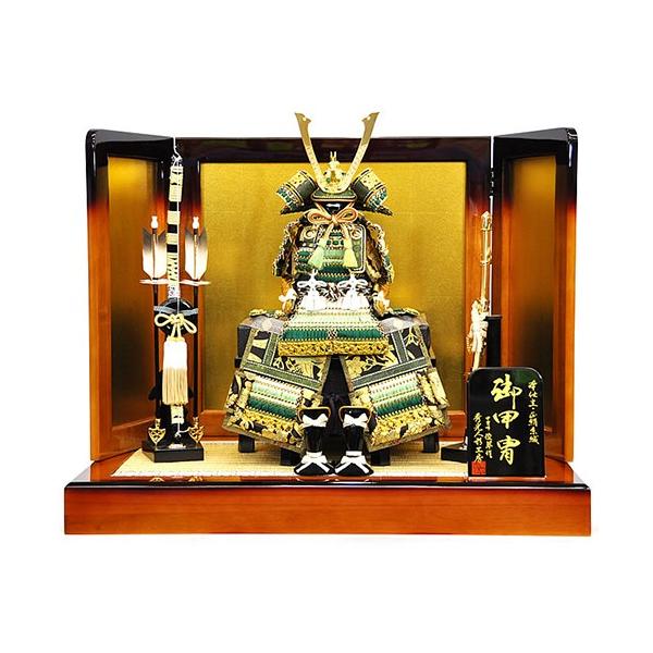 五月人形】【平飾り】鶯縅 大鎧平台飾り 人形の平安大新 am12032