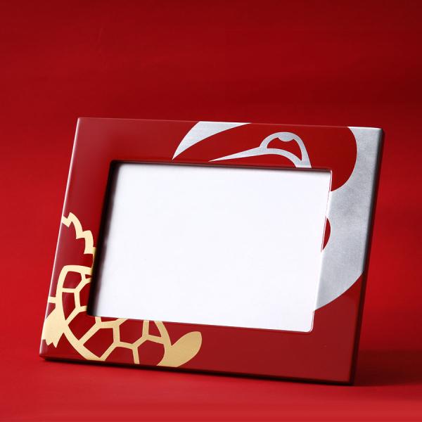 山田平安堂 写真立 鶴亀（朱） 長寿祝い／還暦祝い／古希／喜寿／傘寿