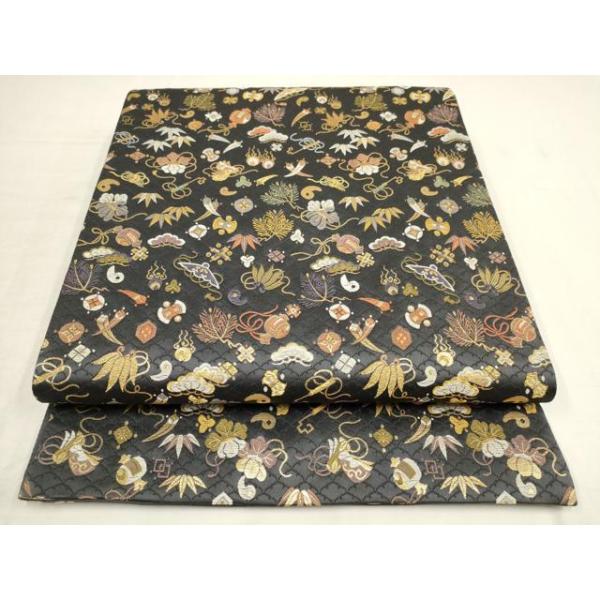 平和屋着物○極上 田中工芸織物 祥園謹製 六通柄袋帯 宝尽くし文様