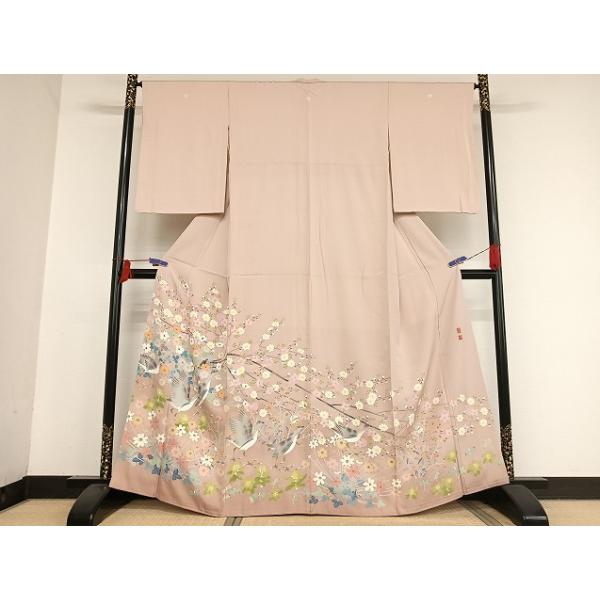 平和屋着物●本加賀友禅作家　百貫華峰　色留袖　花鳥文　暈し染め　正絹　逸品　AAAU4210np 平和屋着物○本加賀友禅作家 百貫華峰 色留袖 花鳥文 暈し染め 正絹