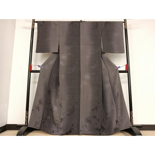 平和屋着物●室華風　小紋　蔦の葉紗綾形文　正絹　逸品　未使用　AABD0497fy 平和屋着物○室華風 小紋 蔦の葉地紋 紗綾形 暈し染め 正絹 逸品