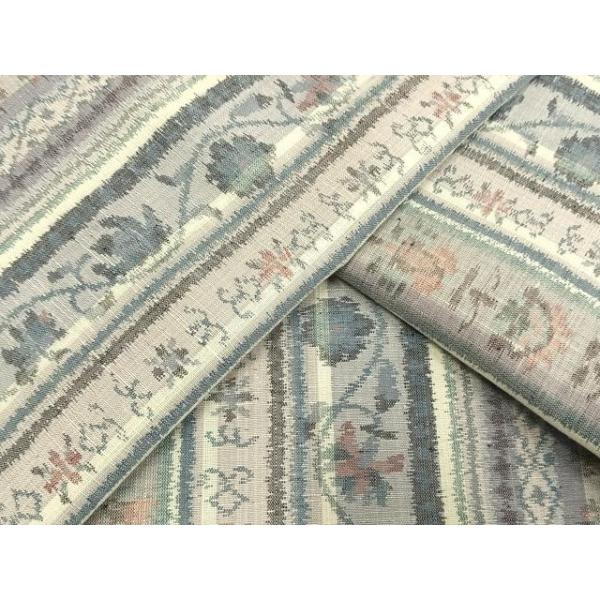 平和屋着物▽小千谷紬 単衣 草花間道 正絹 逸品 AAAW1439fy : 平和屋