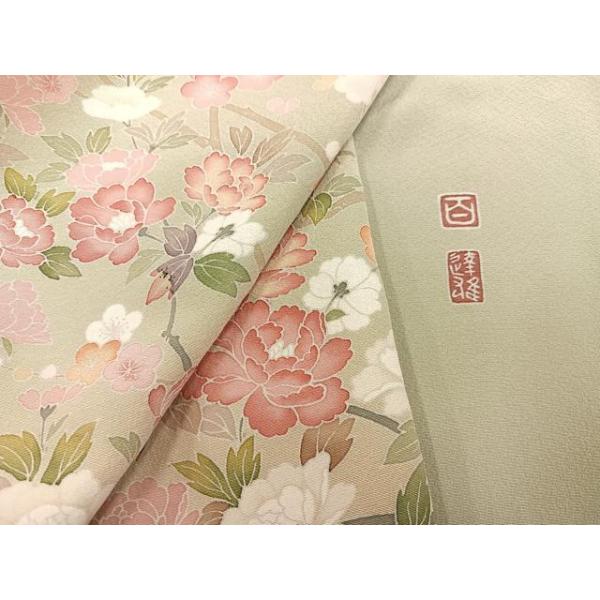 平和屋着物○京加賀友禅 百貫達雄 訪問着 枝花文 正絹 逸品 AAAY8627ph