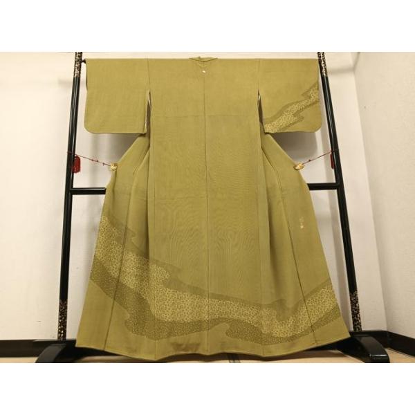 平和屋着物●江戸小紋　訪問着　樋口実　草花文　正絹　逸品　AABD6559ph