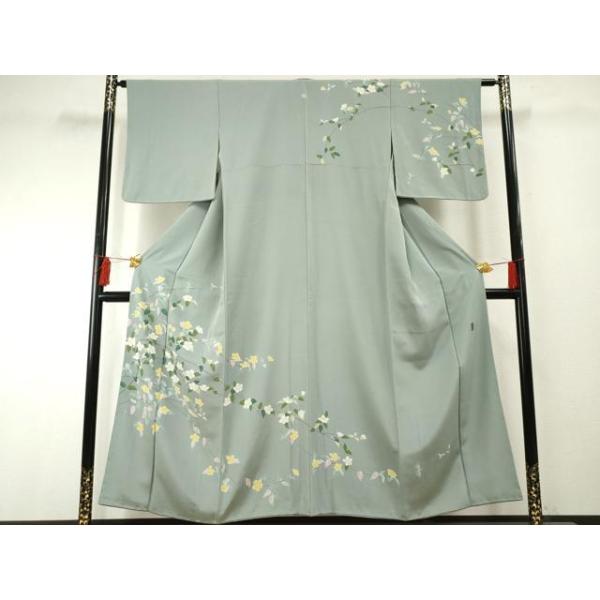 平和屋着物○京加賀糸目友禅作家 山崎巌 訪問着 枝花文 正絹 逸品