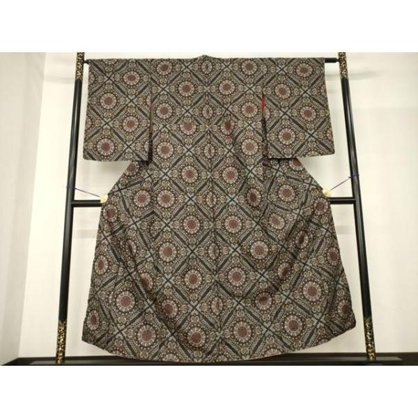 平和屋着物●本場大島紬　割込絣　花菱文　正絹　逸品　AABG0806ck 平和屋着物○本場大島紬 割込絣 花菱文 正絹 逸品 AABG0806ck : 平和屋