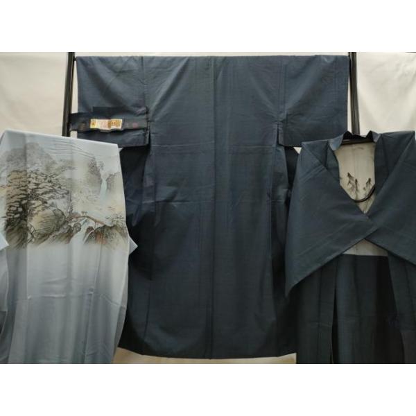平和屋着物●男性　本場大島紬　アンサンブル　長襦袢(袷)セット　100亀甲　総詰め　証紙付き　正絹　逸品　AABG1344sx 平和屋着物○男性 本場大島紬 アンサンブル 長襦袢(袷)セット 100亀甲