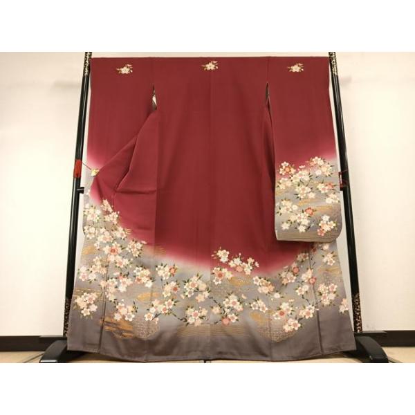 平和屋着物○ファッションデザイナー 花井幸子 振袖 駒刺繍 雲取り花文