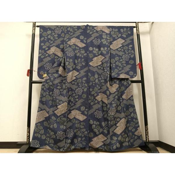 平和屋着物○西洞院辻が花 大脇一心 小振袖 二尺袖 紬地 絞り 花蝶文