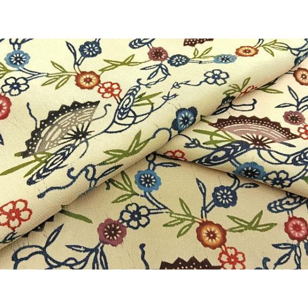 平和屋着物●上質な小紋　紅型　花唐草文　正絹　逸品　AABH0510fy 平和屋着物○本場琉球紅型 小紋 扇面花唐草文 正絹 逸品 未使用