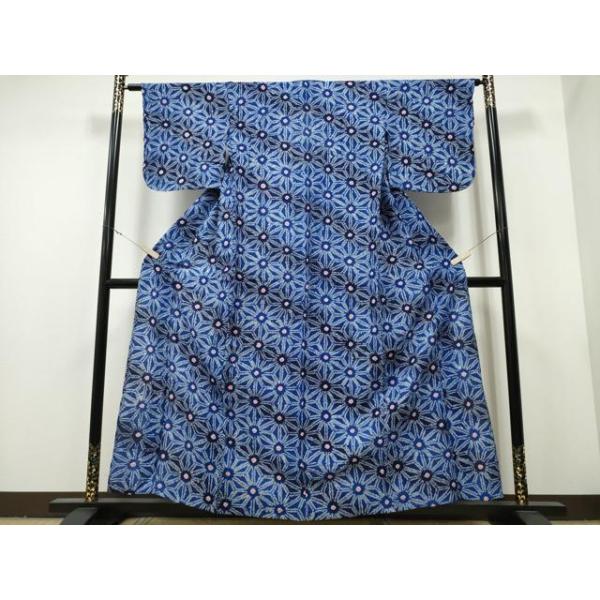 平和屋着物∴夏物 浴衣 有松鳴海絞り 麻の葉文様 綿 逸品 CAAU3599ng  