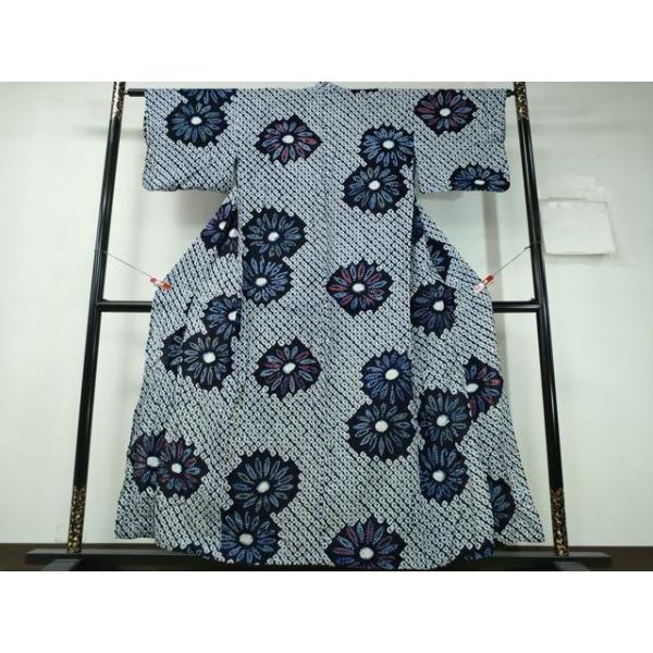 平和屋着物∴夏物　浴衣　有松鳴海絞り　舞菊文　綿　逸品　CAAW1178ng
