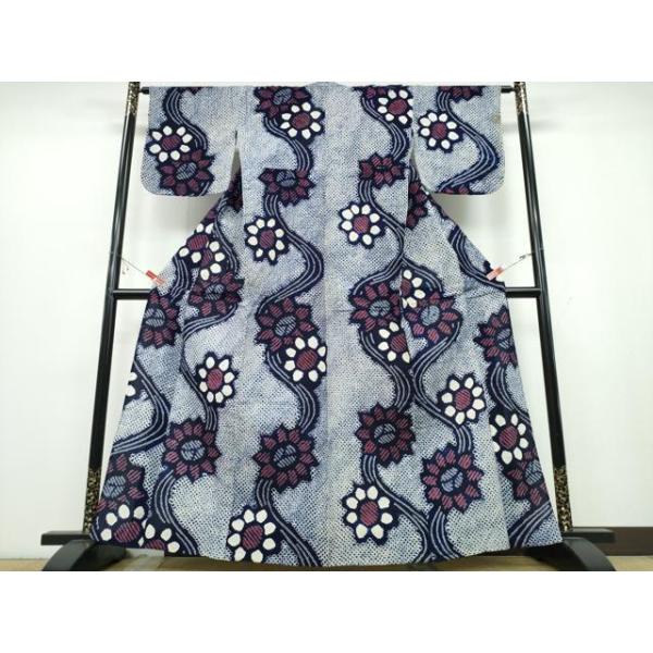 平和屋着物∴夏物　浴衣　有松鳴海絞り　流水舞花文　綿　逸品　CABB6596ng