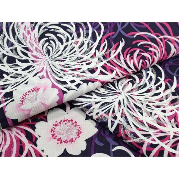 平和屋着物∴夏物　浴衣　綿紅梅　乱菊　舞花文　ラメ　綿　逸品　CABE8930ng