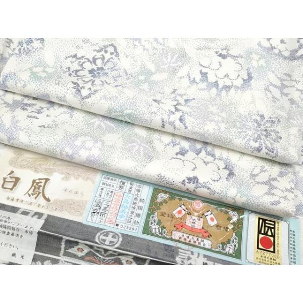 平和屋着物●極上　本場大島紬　白大島　一元絣　逸品　未使用　DZAB2789kh6 平和屋本店○極上 本場大島紬 白大島 9マルキ 白凰 彩陽花紋 窪田織物