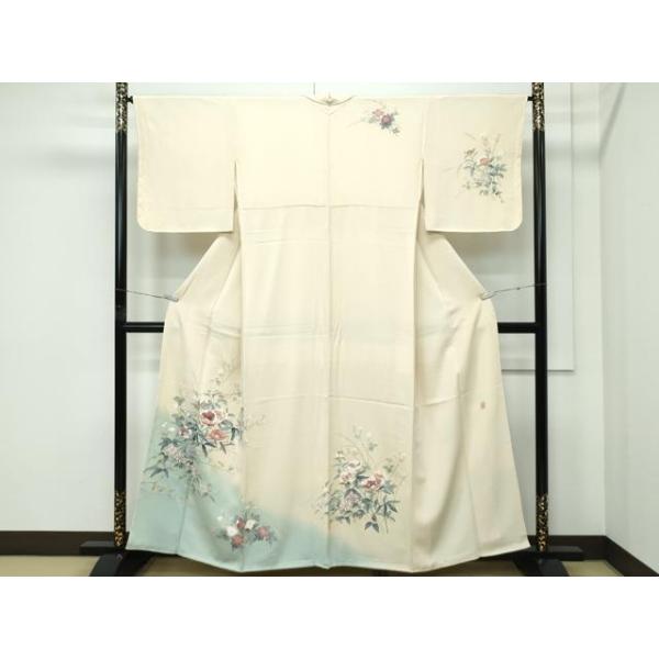 ☆ 訪問着 本加賀友禅 和泉衛知 花模様 暈し K-5450 O-4348 平和屋本店○極上 本加賀友禅作家 和泉衛知 訪問着 草花文 暈し染め