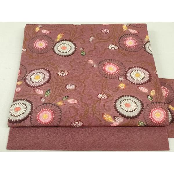 平野晋二郎 琉球紅型 鬼しぼちりめん 九寸名古屋帯 鳥 浜ちりめん 正絹 平和屋着物○九寸名古屋帯 本場琉球紅型 菊唐草文 鬼しぼ縮緬 正絹