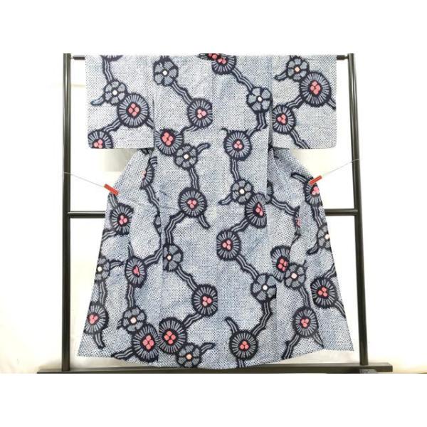 平和屋着物∴夏物 浴衣 有松鳴海絞り 枝花文 綿 逸品DAAV0298cd : 平和  