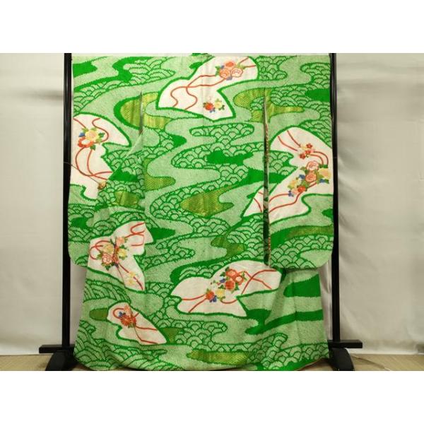 平和屋着物□豪華振袖 駒刺繍 総絞り 草花文 金糸 正絹 逸品