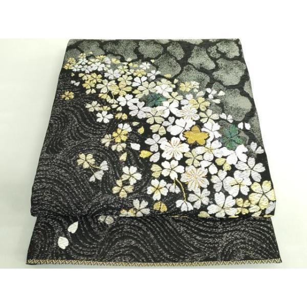 平和屋着物●極上　訪問着　総刺繍　毬　舞桜　黒鳶色地　金銀糸　逸品　未使用　DZAB3510kh6 平和屋着物○極上 創業280年 誉田屋源兵衛 六通柄袋帯 唐織 螺鈿箔 舞