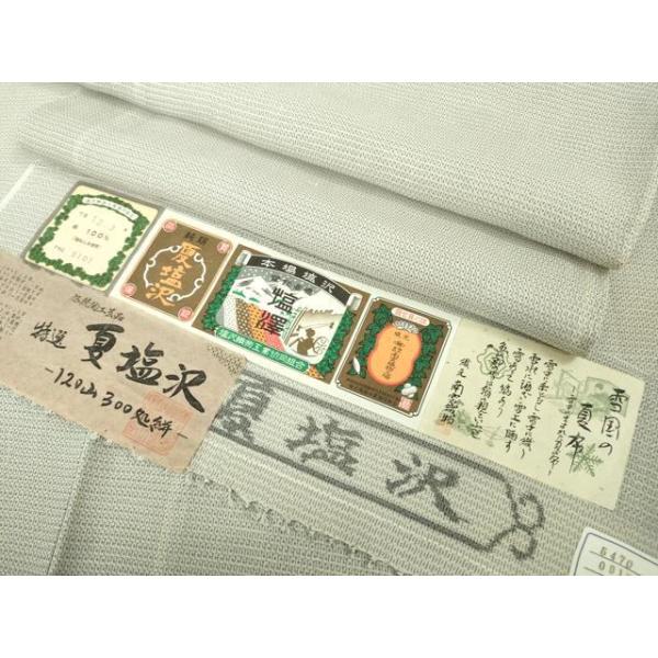 ★専用★【本塩沢紬】極上の本場塩沢紬 110亀甲　絣　お召　しつけ付き　未着用 平和屋本店＊極上 夏物 本塩沢 夏塩沢 110亀甲 総詰め 南雲織物謹製
