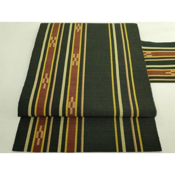 【SALE】八重山ミンサー　手織　名古屋帯 平和屋着物○極上 沖縄県伝統工芸品 八重山ミンサー 手織り 八寸名古屋
