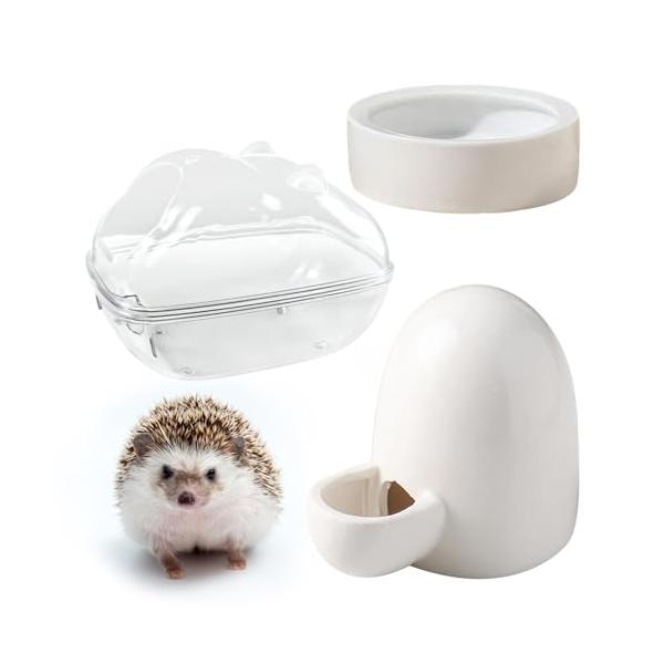 ハリネズミのケージ、給水容器、サイレントホール、余った餌等