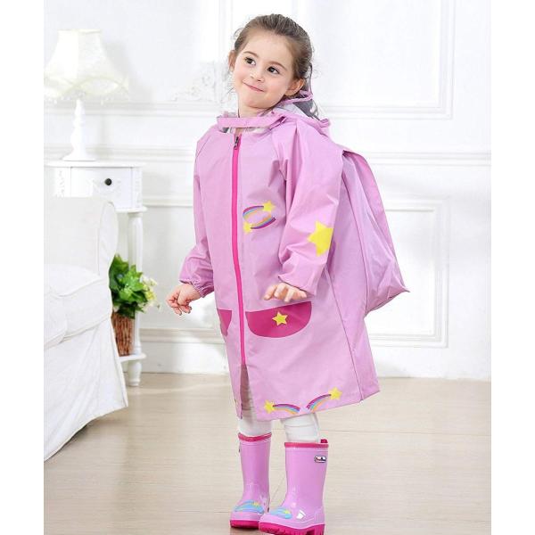 子供 レインコート キッズ 女の子 ランドセル対応 子供レインウエア ガールズ 透明フード 撥水加工 通学 入園 ピンク 130 140 Winestyles Jp