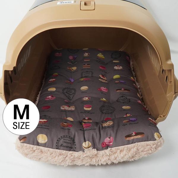 ペット　クレートマット　クッションS　シルエット犬さん茶系 あごのせ縁無しクッション マカロンチョコファー Mサイズ クレート