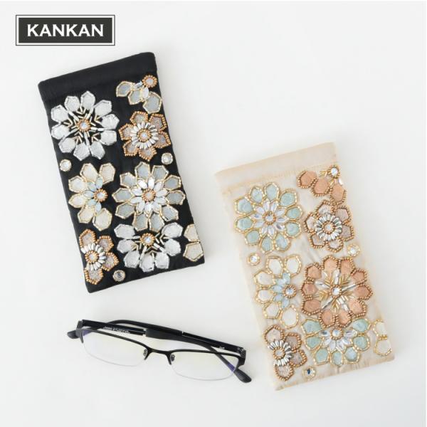 爆買 眼鏡ケース ビーズ 刺繍 KANKAN メガネケース 全2色 M42-2496 綿