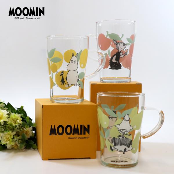 ムーミン マグ カップ 耐熱 ガラス マグ 全3種 直径7.5×高さ11.5cm 350ml 電子レンジ対応 BOX入り 日本製 プレゼント